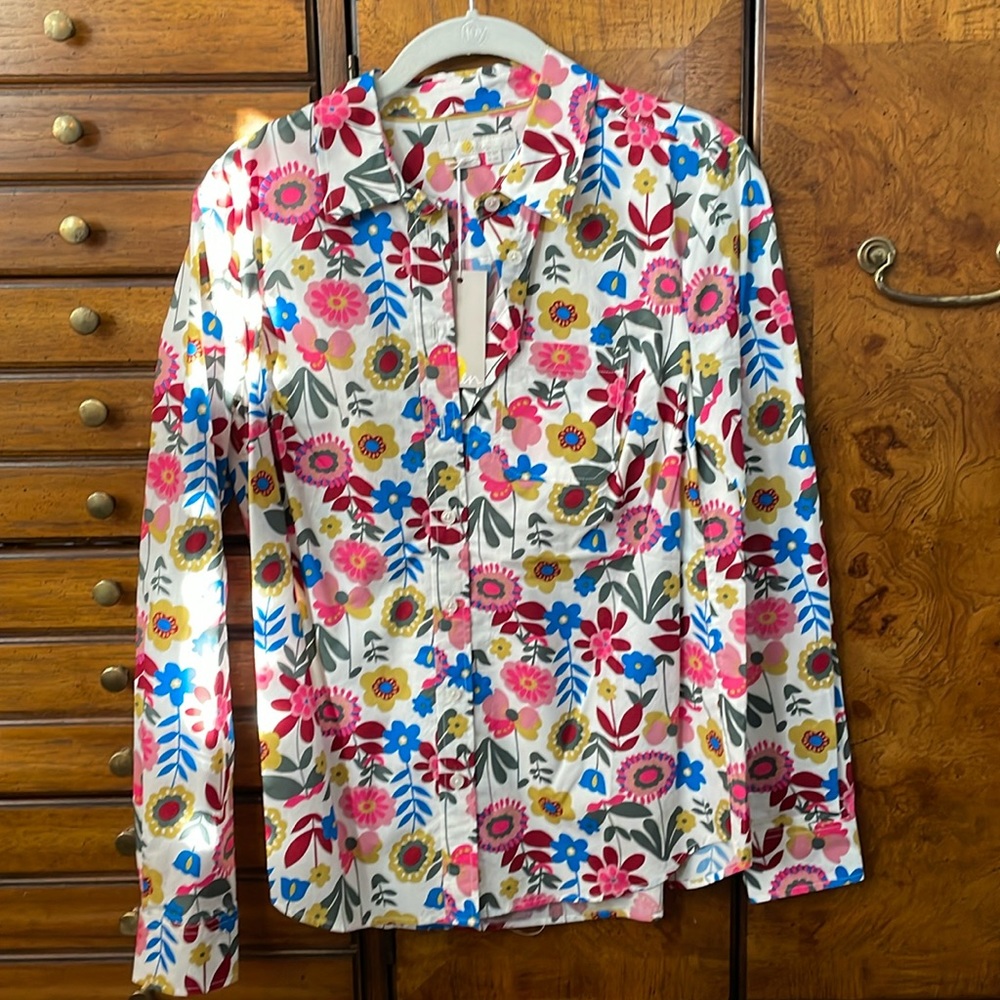 Boden Classic Cotton Shirt - Floral - Sz 4 US/8 UK NWT